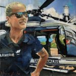 Kelly gendarme pilote d'hélicoptère, mission Guyane - huile s/toile - 20/20