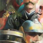 Figures et moustaches, l'alternance huile sur toile 90x30