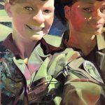 Hommage à Andrea, les deux amies huile s/toile 55/46 