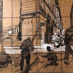 Gendarme Fieschi, Toulon, 24 août 1944 pastel&fusain s/bois 80/61