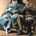 Rencontre au sommet, 1944 - W. Churchill et Ch. de Gaulle, Paris - huile sur bois, 81x60
