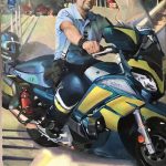 Vigilance, David motard de la gendarmerie Huile/toile 81x60